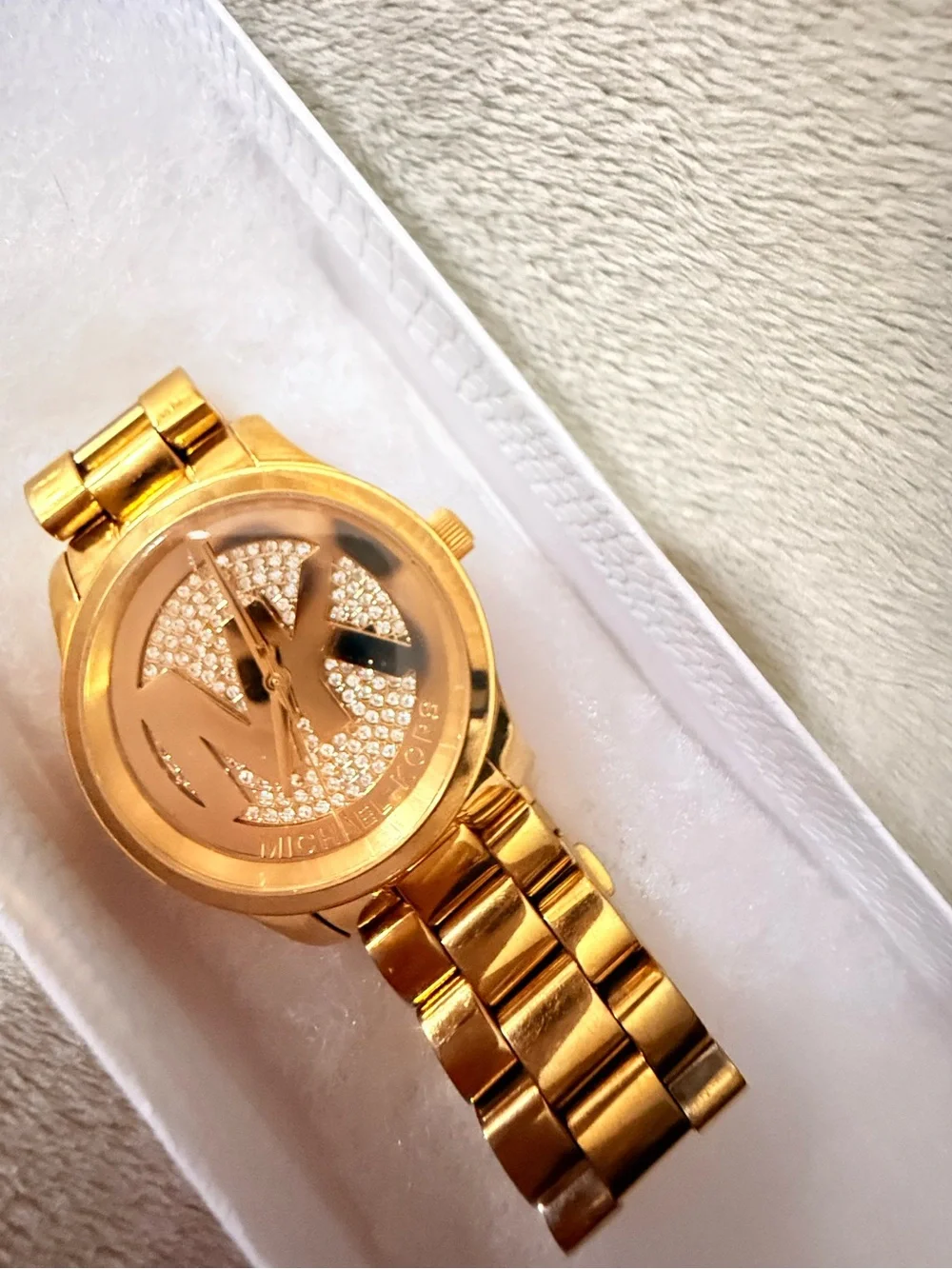 Michael Kors Runway Oversized Gold Pave Watch (Model MK5706) 45 MM women’s